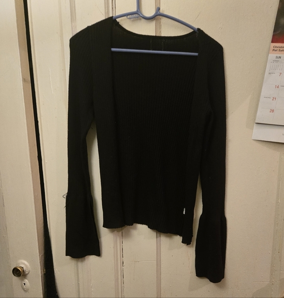 Black Ribbed Open Cardigan - Picture 1 of 2